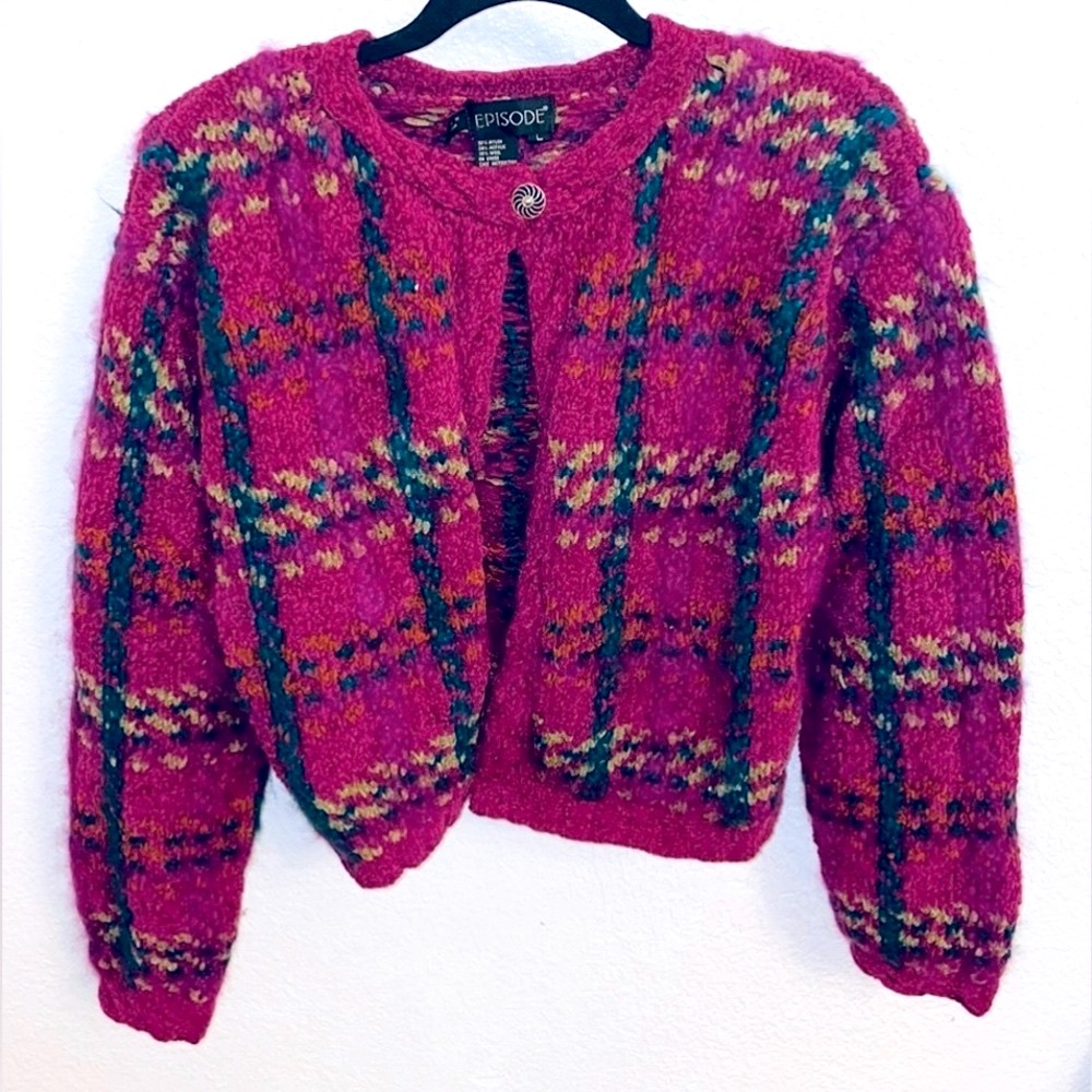 Episode vintage chunky wool blend cardigan size L - Picture 1 of 6